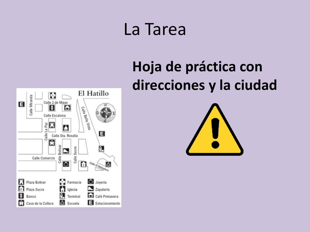 La Tarea Hoja de práctica con direcciones y la ciudad