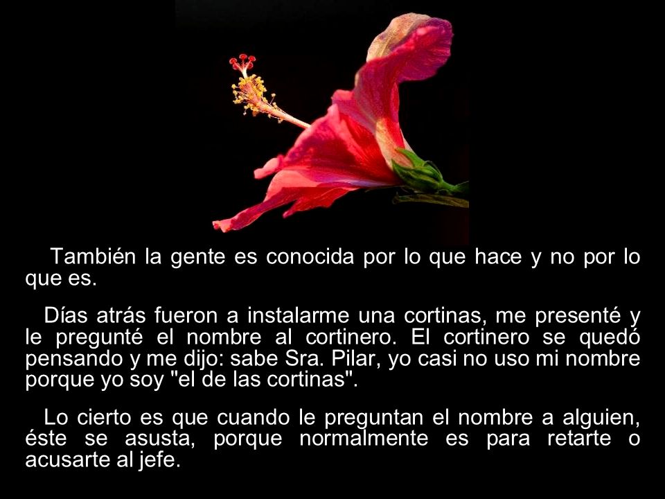 También la gente es conocida por lo que hace y no por lo que es.