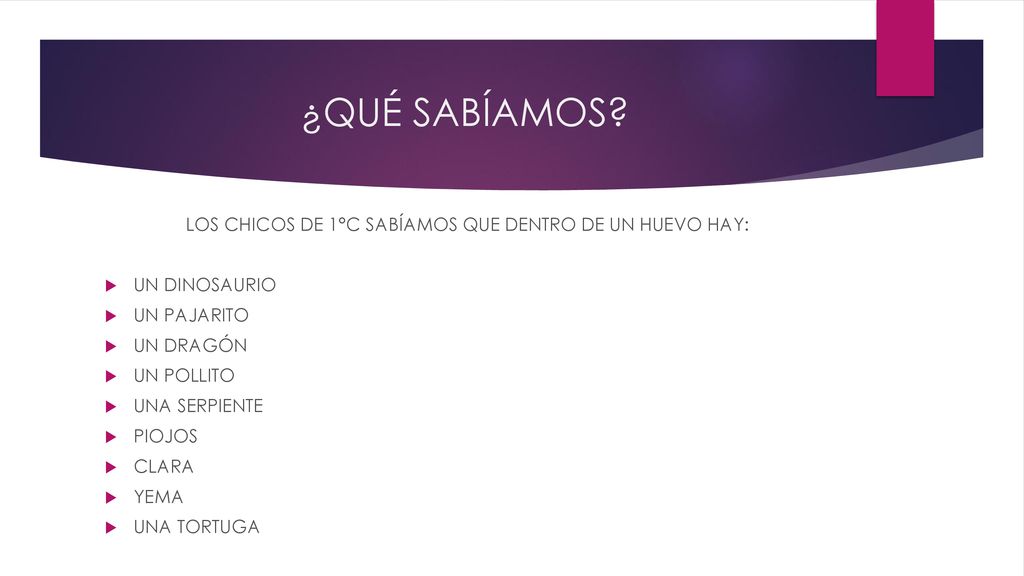 LOS CHICOS DE 1°C SABÍAMOS QUE DENTRO DE UN HUEVO HAY: