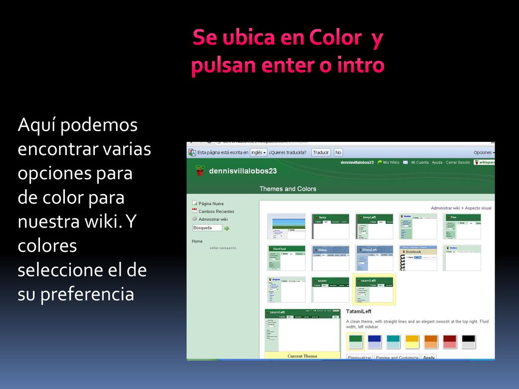 Se ubica en Color y pulsan enter o intro