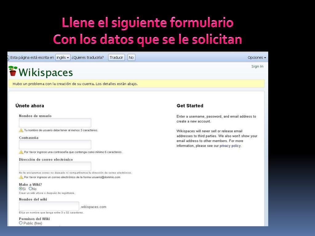 Llene el siguiente formulario Con los datos que se le solicitan