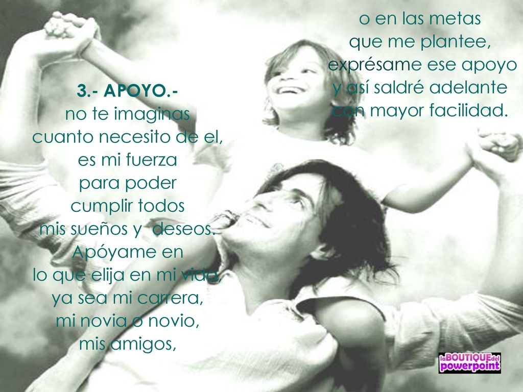 o en las metas que me plantee, exprésame ese apoyo. y así saldré adelante. con mayor facilidad. 3.- APOYO.-