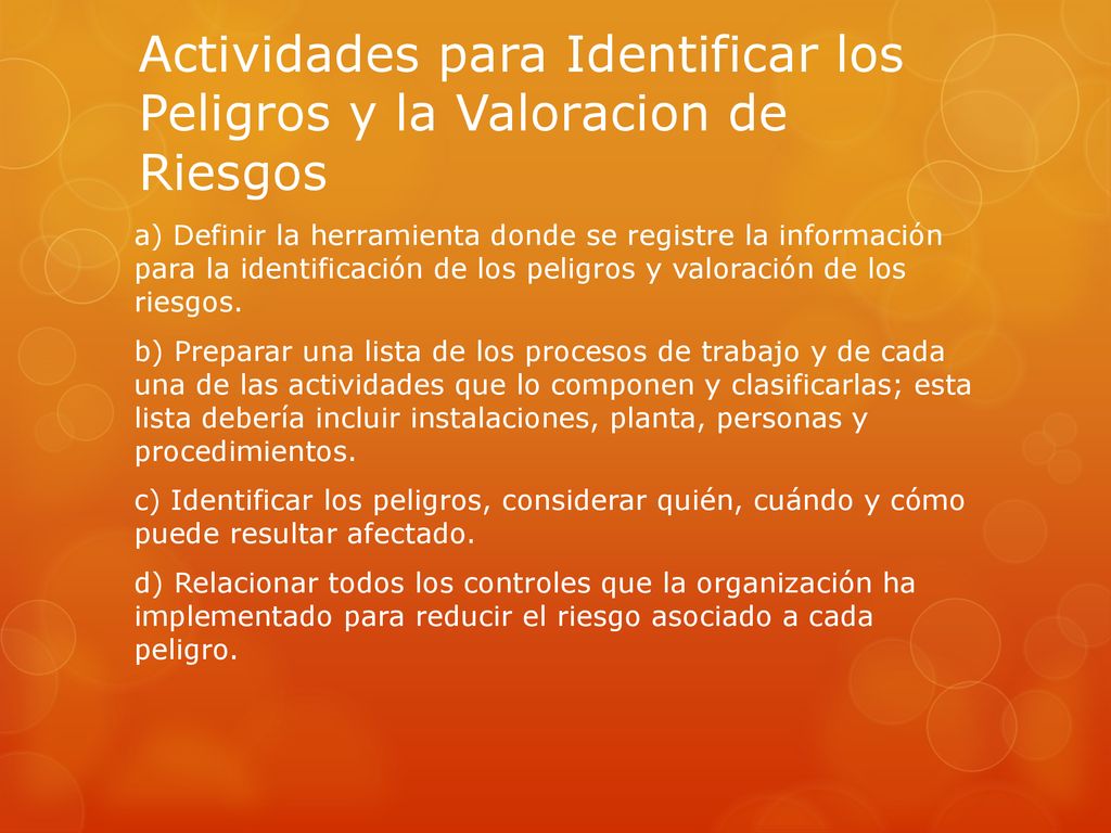 Actividades para Identificar los Peligros y la Valoracion de Riesgos