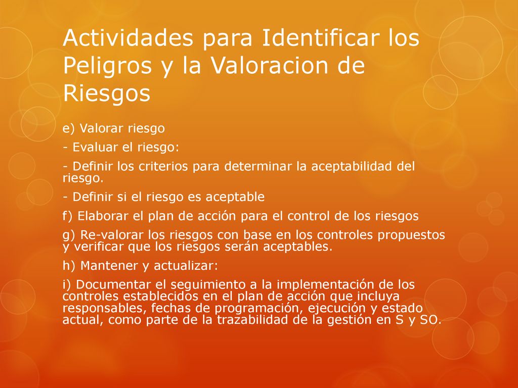 Actividades para Identificar los Peligros y la Valoracion de Riesgos