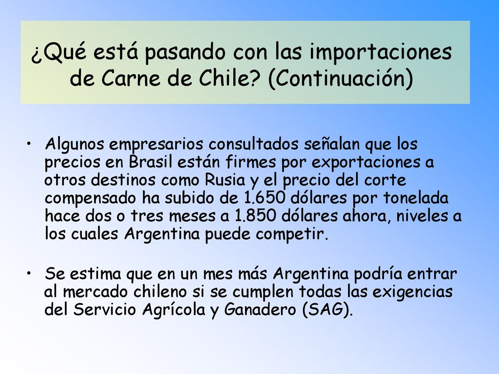 ¿Qué está pasando con las importaciones de Carne de Chile