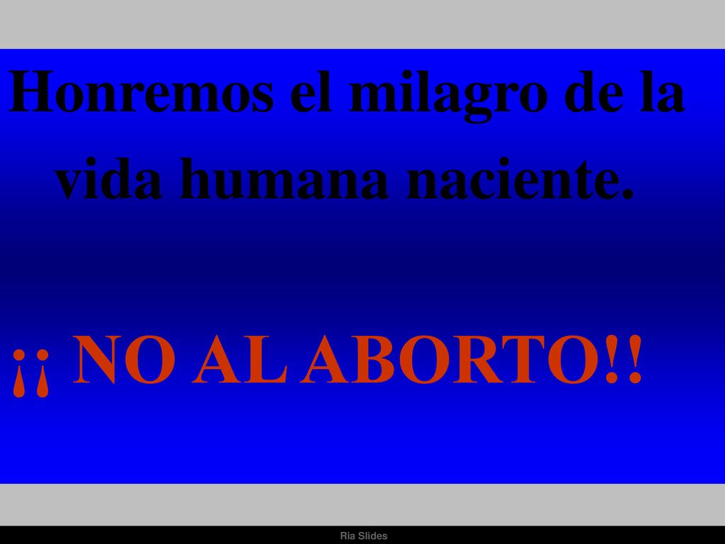 ¡¡ NO AL ABORTO!! Honremos el milagro de la vida humana naciente.