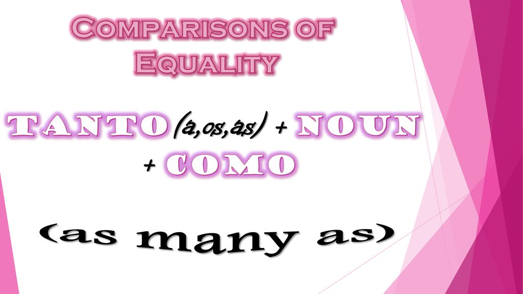 Comparisons of Equality (a,os,as) + TANto noun + COMO (as many as)