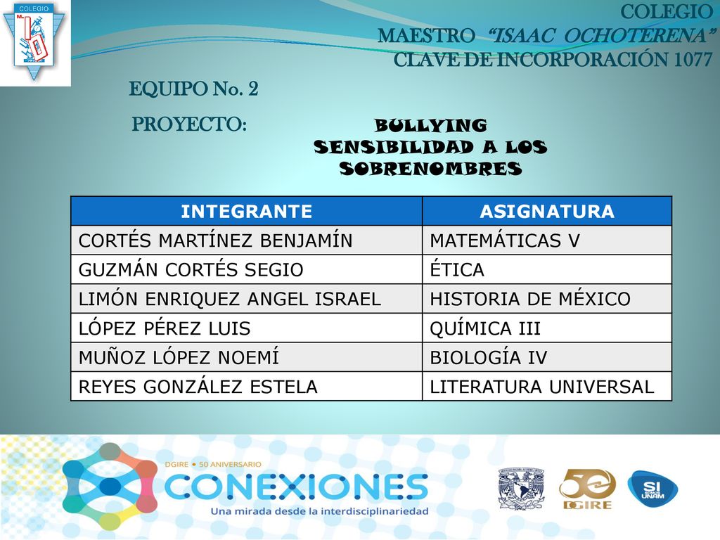 COLEGIO MAESTRO ISAAC OCHOTERENA CLAVE DE INCORPORACIÓN 1077