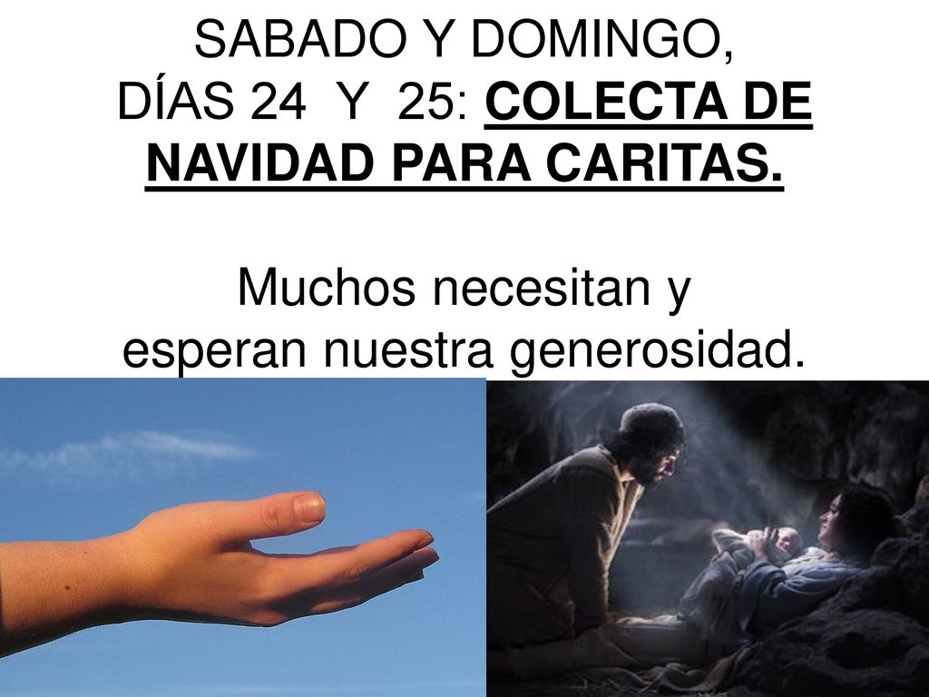 SABADO Y DOMINGO, DÍAS 24 Y 25: COLECTA DE NAVIDAD PARA CARITAS