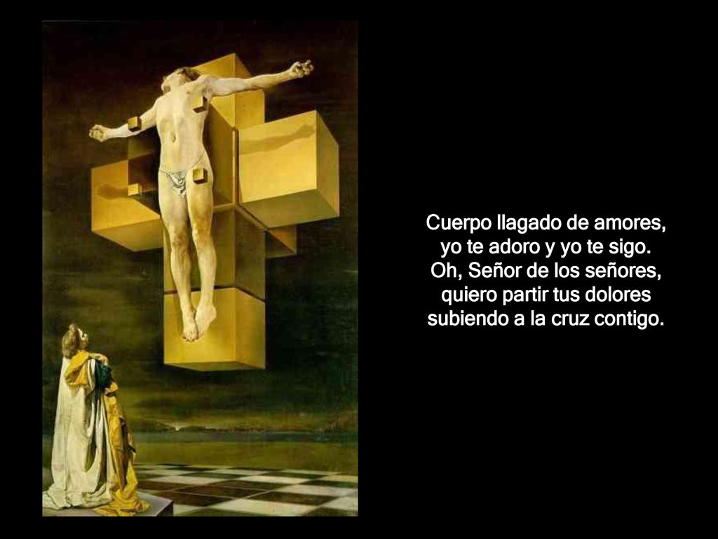 Cuerpo llagado de amores, yo te adoro y yo te sigo.