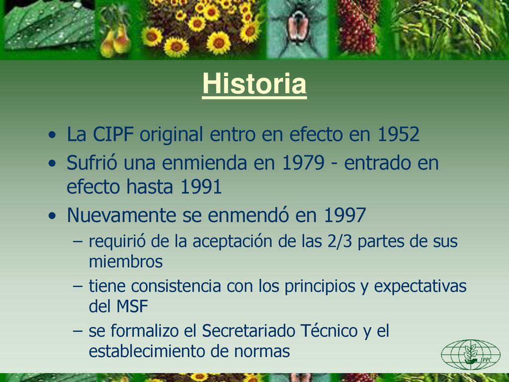 Historia La CIPF original entro en efecto en 1952