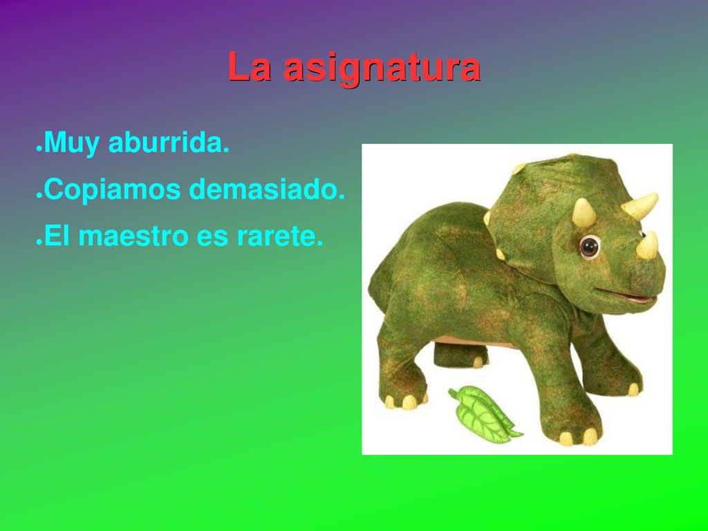 La asignatura Muy aburrida. Copiamos demasiado. El maestro es rarete.