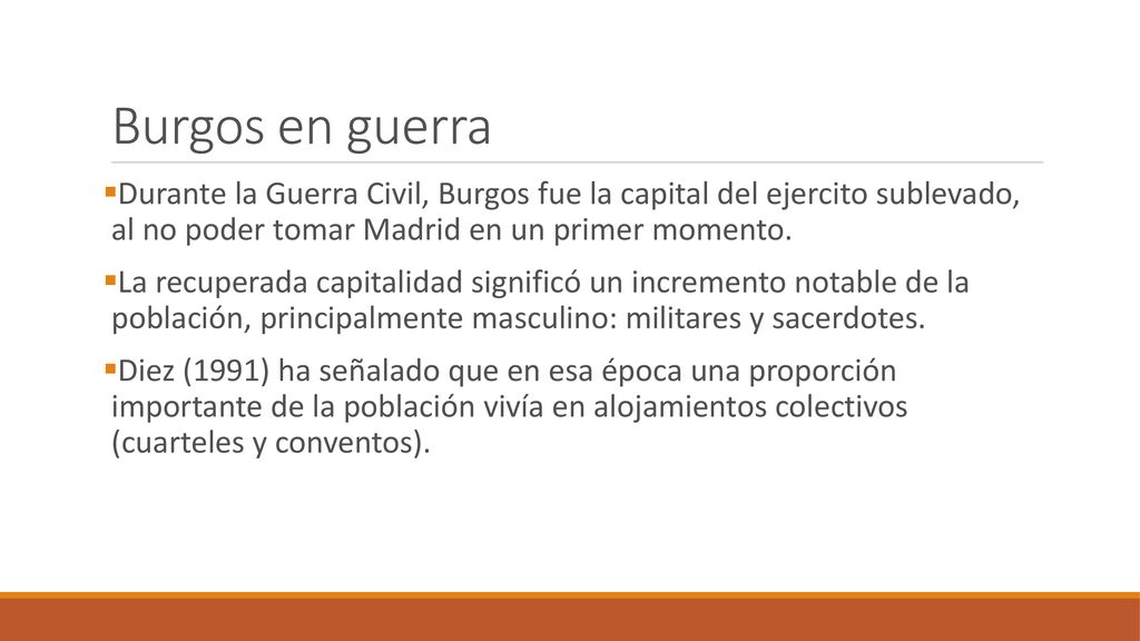Burgos en guerra Durante la Guerra Civil, Burgos fue la capital del ejercito sublevado, al no poder tomar Madrid en un primer momento.