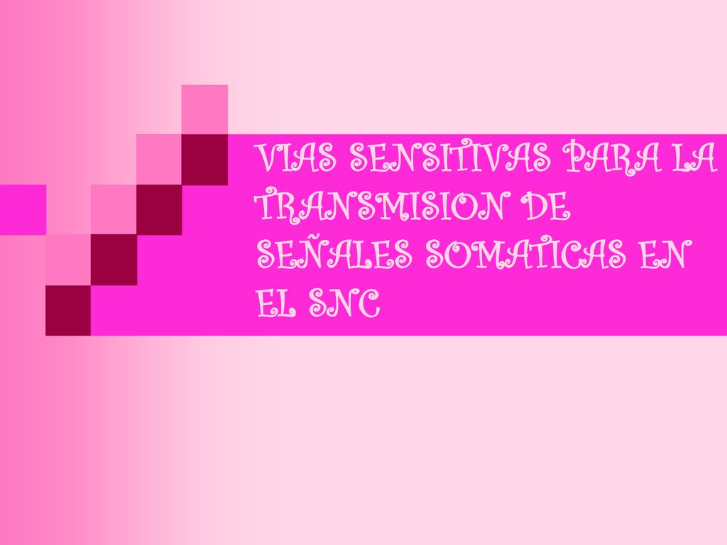 VIAS SENSITIVAS PARA LA TRANSMISION DE SEÑALES SOMATICAS EN EL SNC