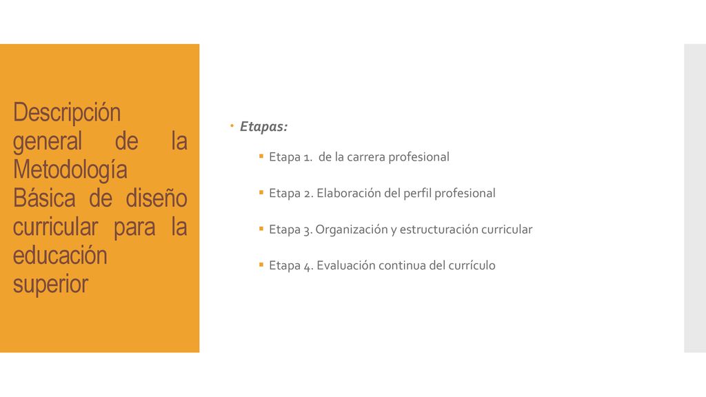 Descripción general de la Metodología Básica de diseño curricular para la educación superior