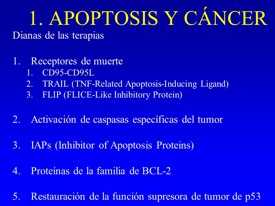 1. APOPTOSIS Y CÁNCER Dianas de las terapias Receptores de muerte