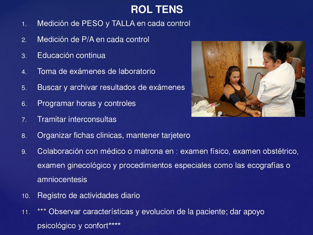 ROL TENS Medición de PESO y TALLA en cada control