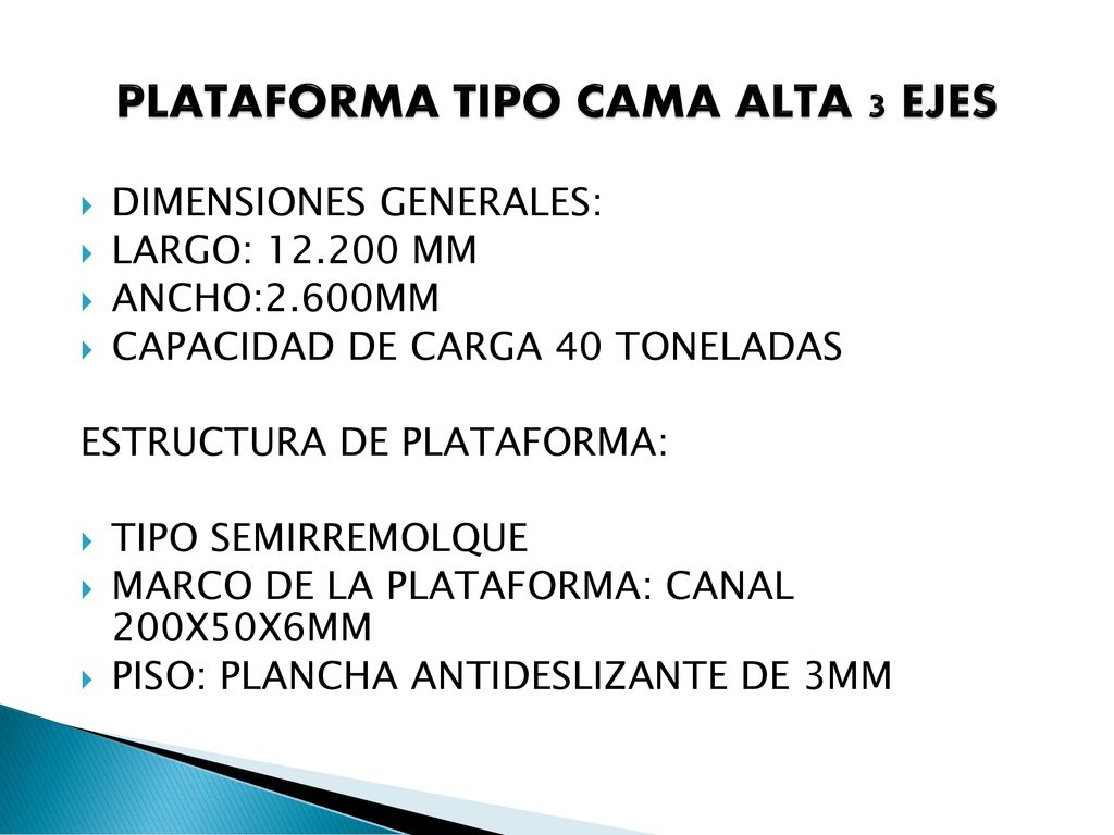 PLATAFORMA TIPO CAMA ALTA 3 EJES