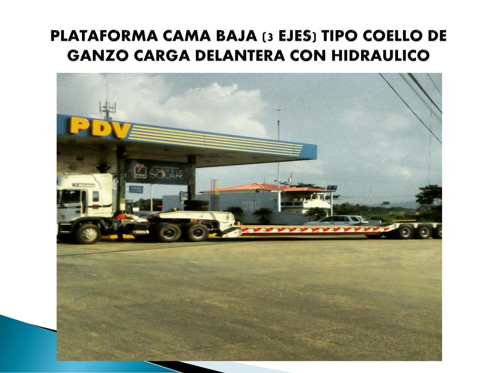 PLATAFORMA CAMA BAJA (3 EJES) TIPO COELLO DE GANZO CARGA DELANTERA CON HIDRAULICO