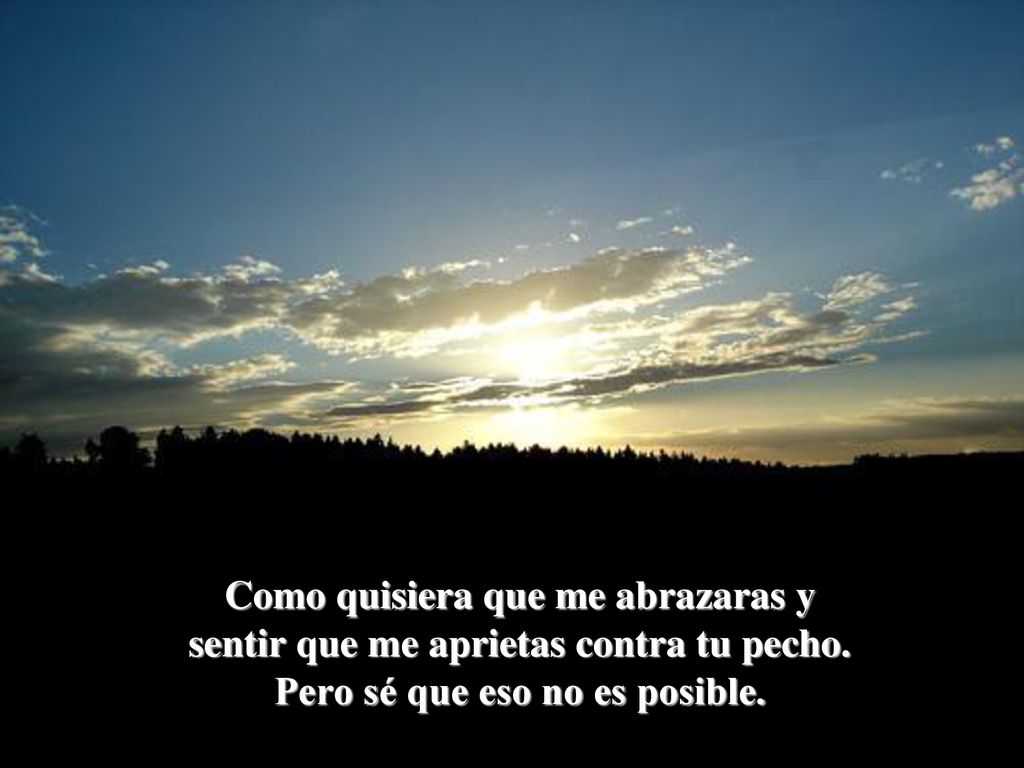 Como quisiera que me abrazaras y sentir que me aprietas contra tu pecho.