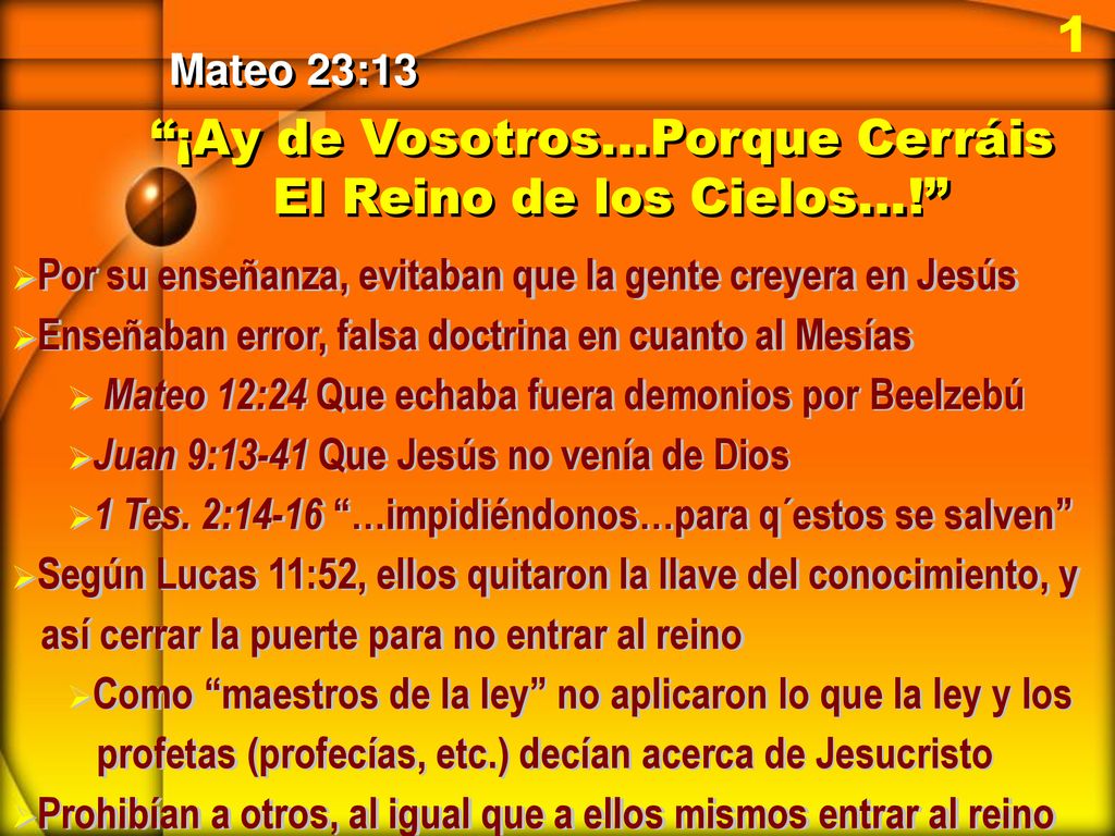 ¡Ay de Vosotros…Porque Cerráis El Reino de los Cielos…!