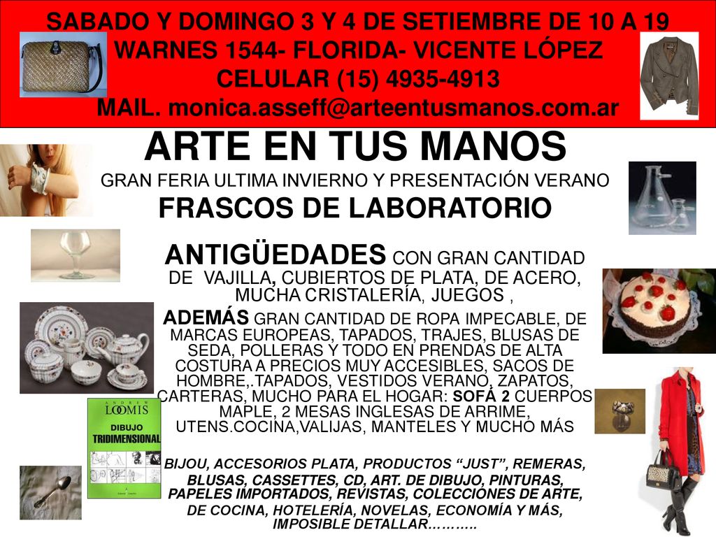 SABADO Y DOMINGO 3 Y 4 DE SETIEMBRE DE 10 A 19