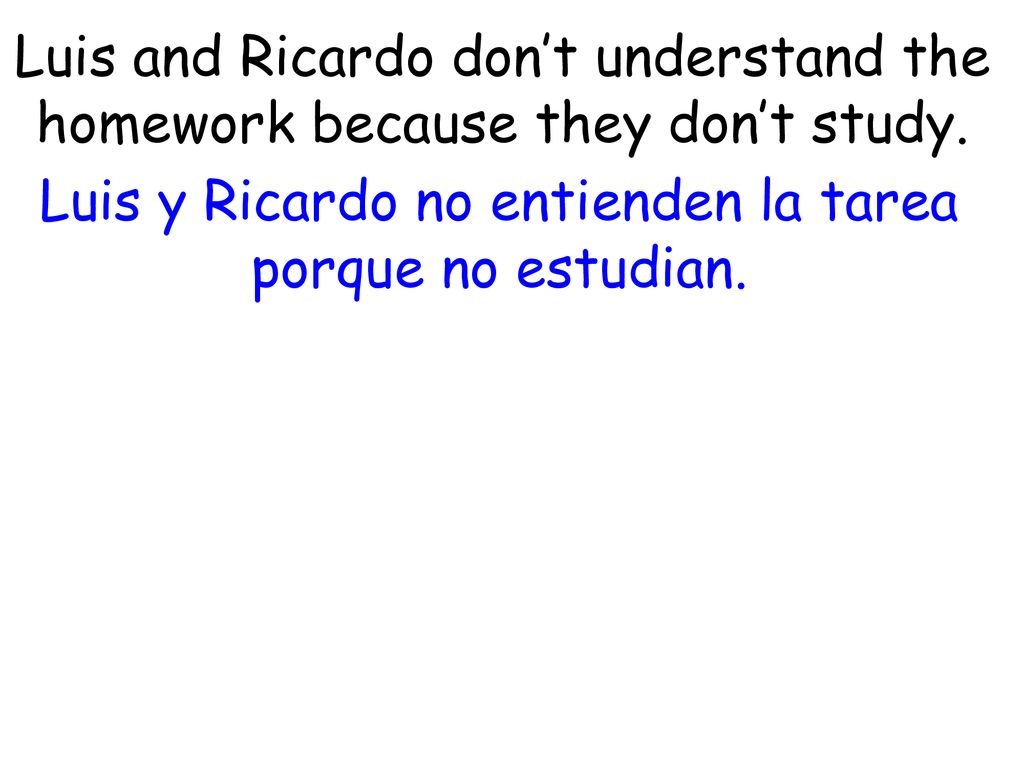 Luis y Ricardo no entienden la tarea porque no estudian.