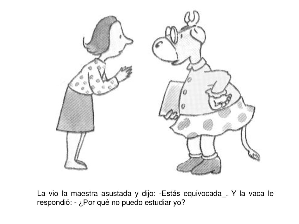 La vio la maestra asustada y dijo: -Estás equivocada_