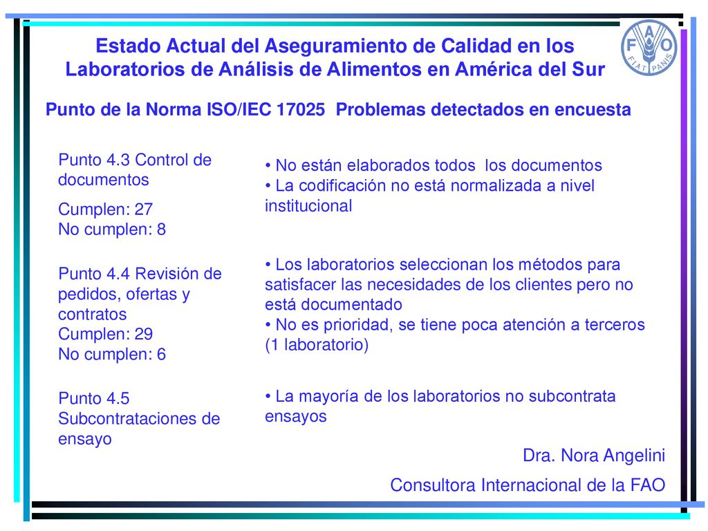 Estado Actual del Aseguramiento de Calidad en los Laboratorios de Análisis de Alimentos en América del Sur