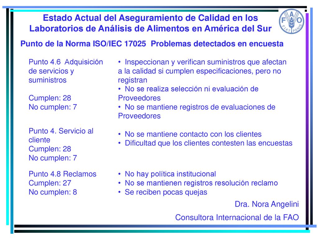 Estado Actual del Aseguramiento de Calidad en los Laboratorios de Análisis de Alimentos en América del Sur