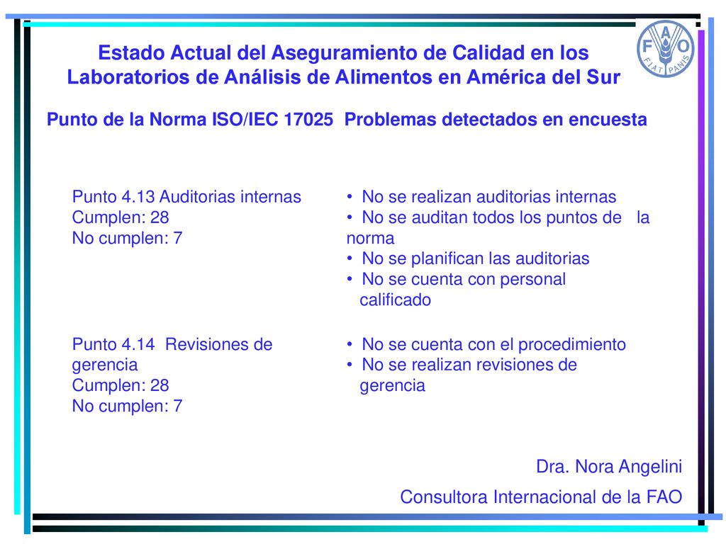 Estado Actual del Aseguramiento de Calidad en los Laboratorios de Análisis de Alimentos en América del Sur