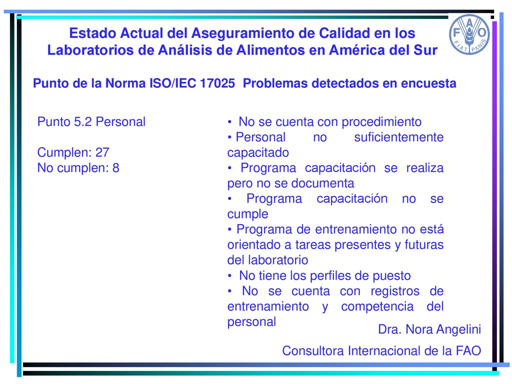 Estado Actual del Aseguramiento de Calidad en los Laboratorios de Análisis de Alimentos en América del Sur