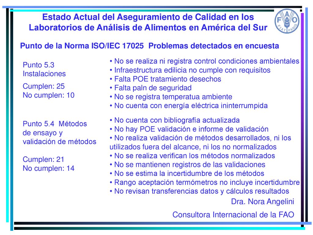 Estado Actual del Aseguramiento de Calidad en los Laboratorios de Análisis de Alimentos en América del Sur