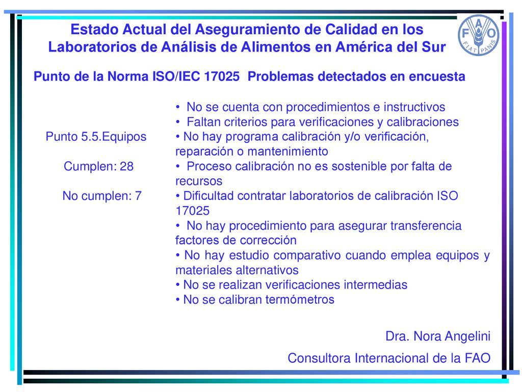 Estado Actual del Aseguramiento de Calidad en los Laboratorios de Análisis de Alimentos en América del Sur
