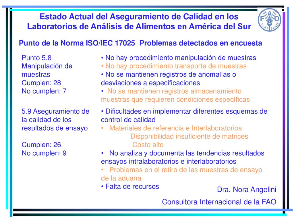 Estado Actual del Aseguramiento de Calidad en los Laboratorios de Análisis de Alimentos en América del Sur