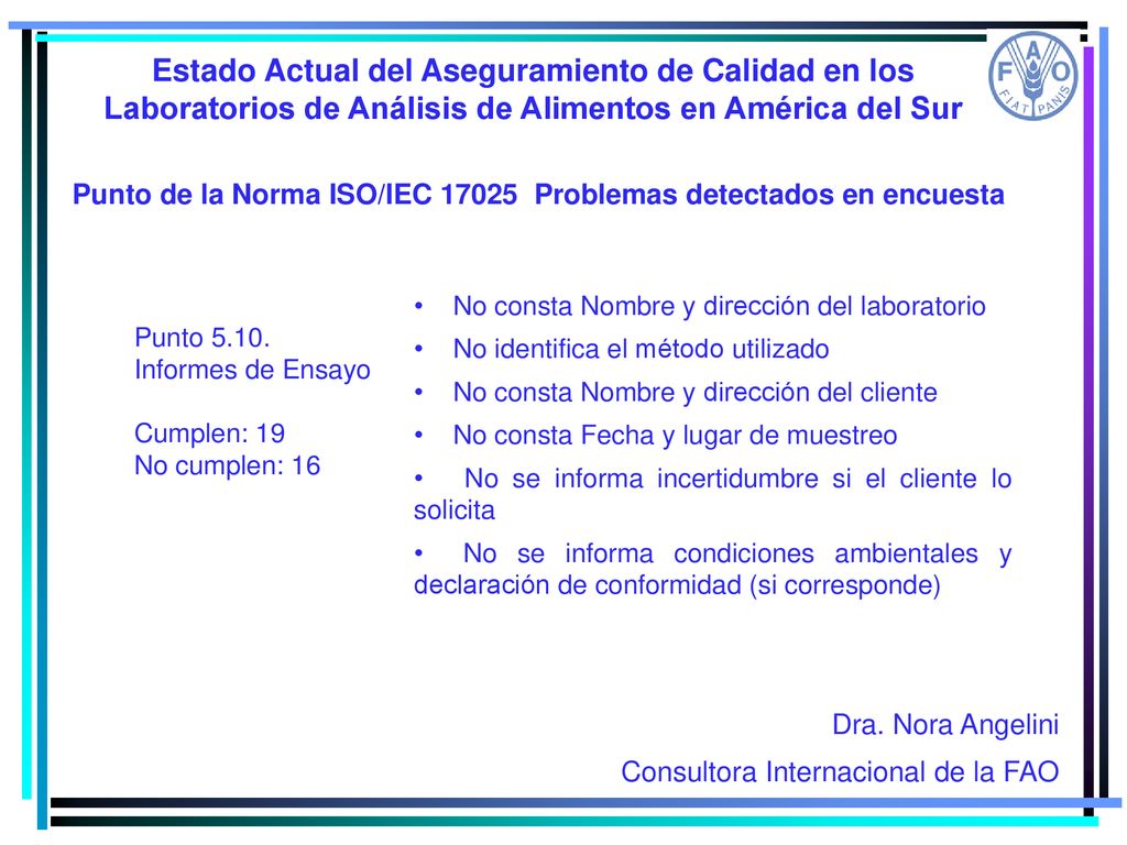 Estado Actual del Aseguramiento de Calidad en los Laboratorios de Análisis de Alimentos en América del Sur