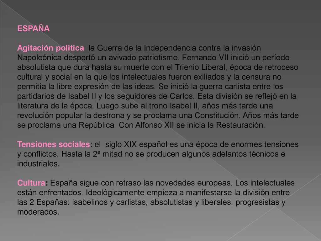 ESPAÑA Agitación política: la Guerra de la Independencia contra la invasión Napoleónica despertó un avivado patriotismo.