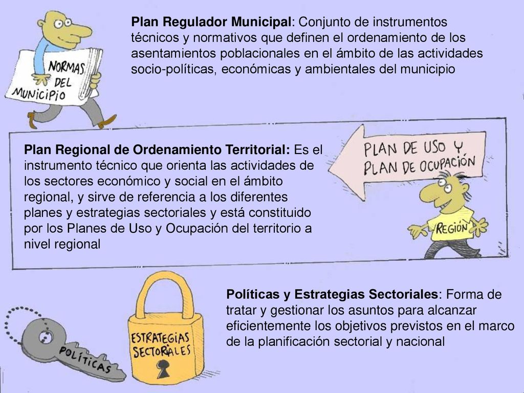 Plan Regulador Municipal: Conjunto de instrumentos técnicos y normativos que definen el ordenamiento de los asentamientos poblacionales en el ámbito de las actividades socio-políticas, económicas y ambientales del municipio