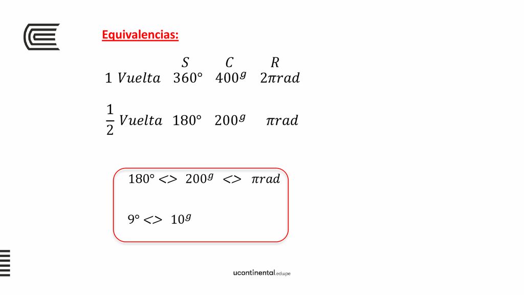 𝑆 𝐶 𝑅 1 𝑉𝑢𝑒𝑙𝑡𝑎 360° 400 𝑔 2𝜋𝑟𝑎𝑑 1 2 𝑉𝑢𝑒𝑙𝑡𝑎 180° 200 𝑔 𝜋𝑟𝑎𝑑