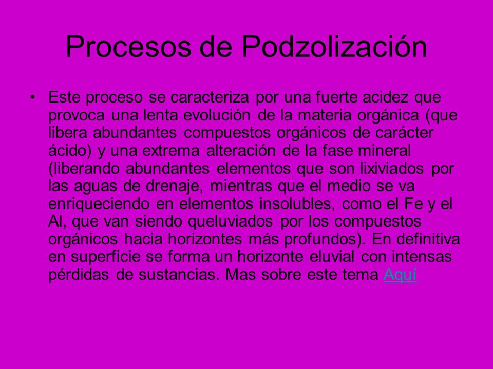 Procesos de Podzolización