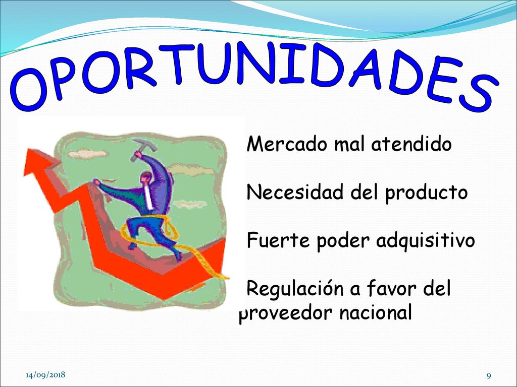 OPORTUNIDADES Mercado mal atendido Necesidad del producto