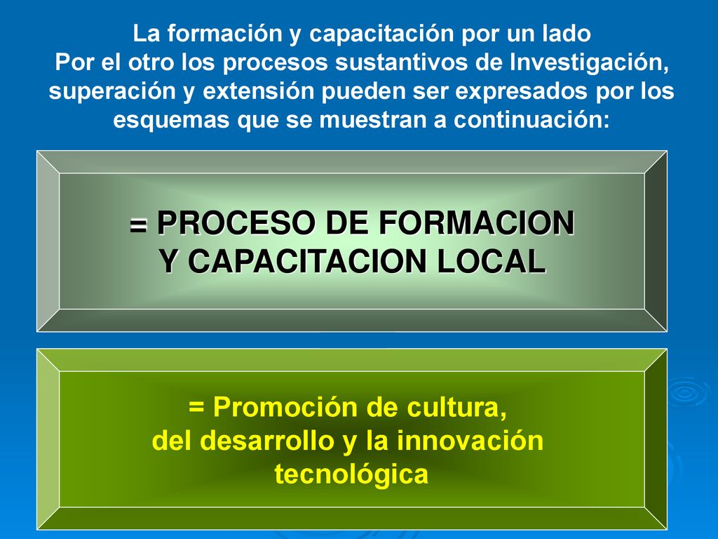 La formación y capacitación por un lado del desarrollo y la innovación
