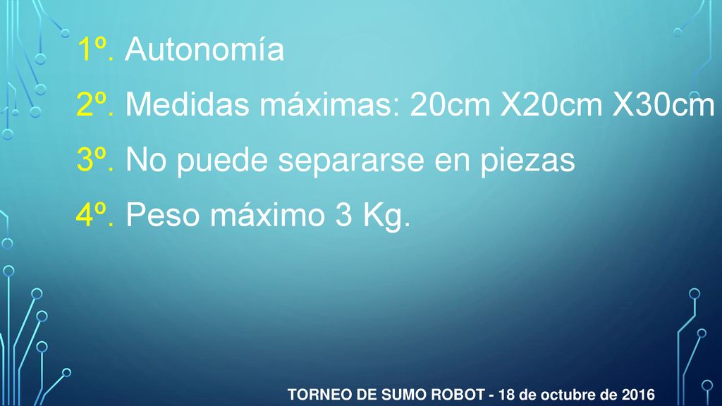 2º. Medidas máximas: 20cm X20cm X30cm 3º. No puede separarse en piezas