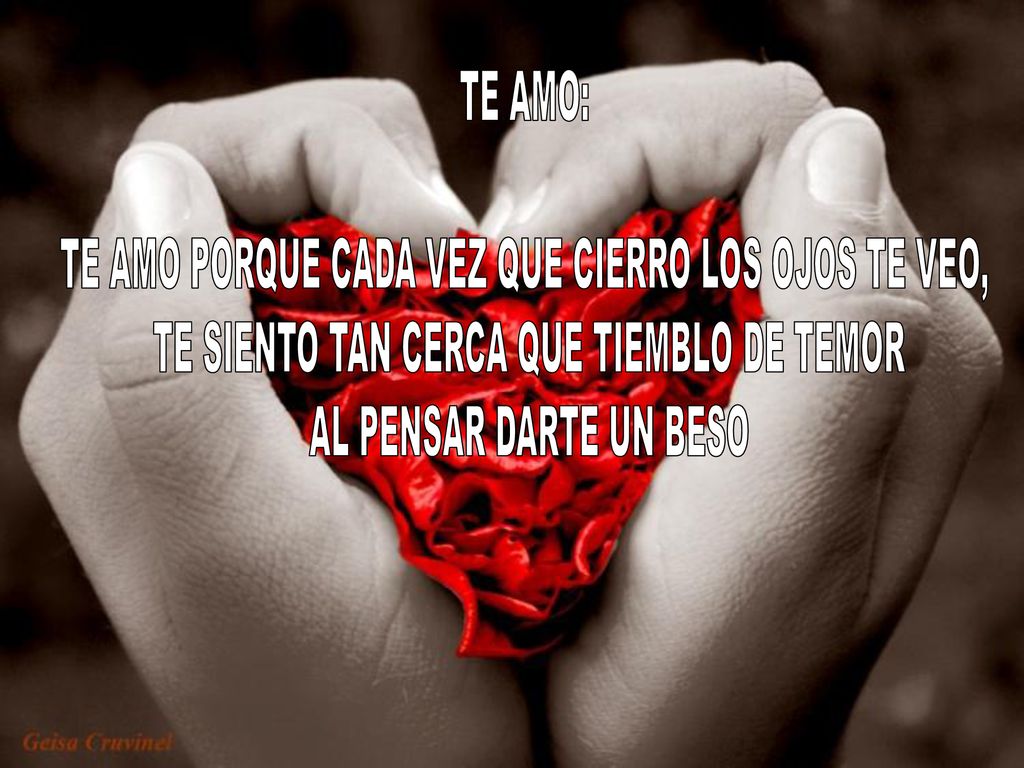 TE AMO PORQUE CADA VEZ QUE CIERRO LOS OJOS TE VEO,