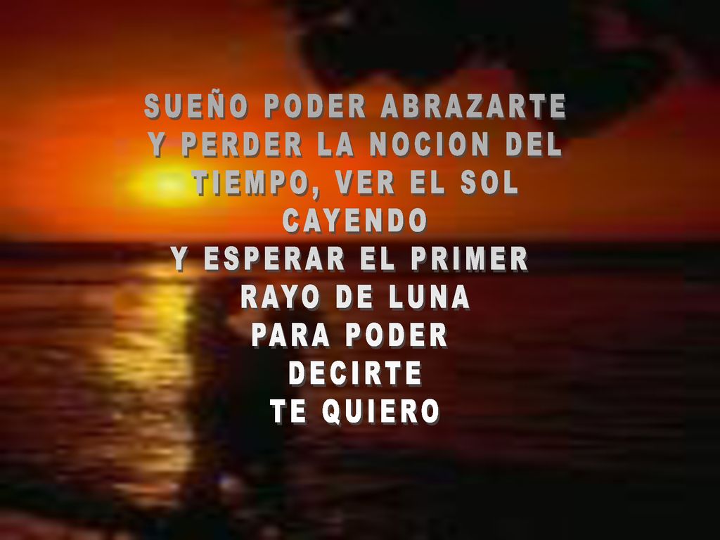 SUEÑO PODER ABRAZARTE Y PERDER LA NOCION DEL. TIEMPO, VER EL SOL. CAYENDO. Y ESPERAR EL PRIMER. RAYO DE LUNA.