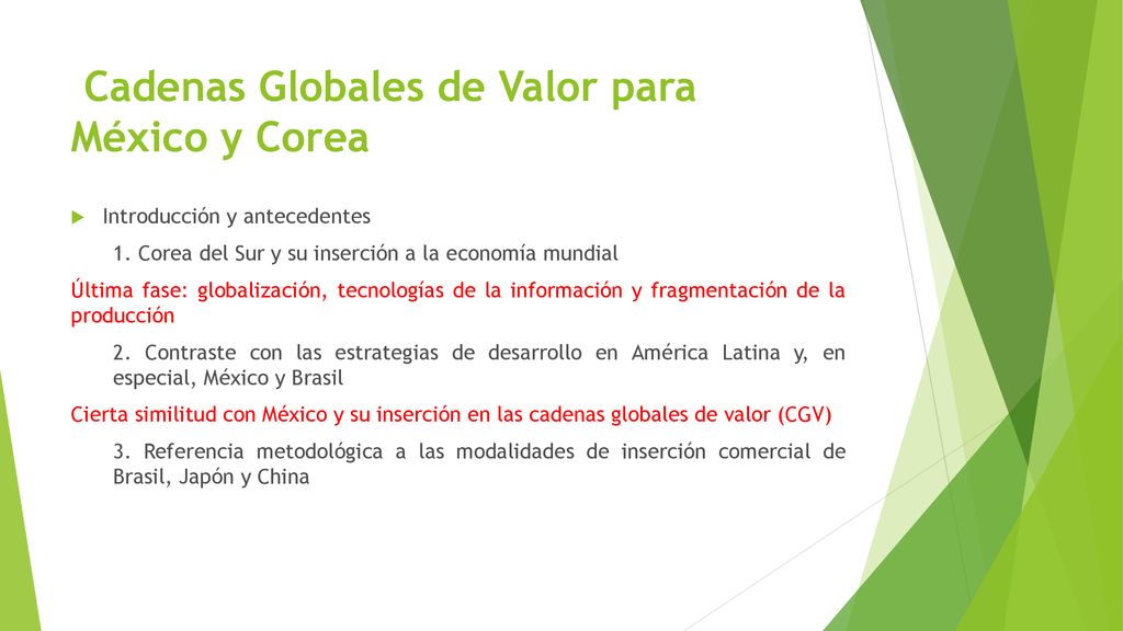 Cadenas Globales de Valor para México y Corea