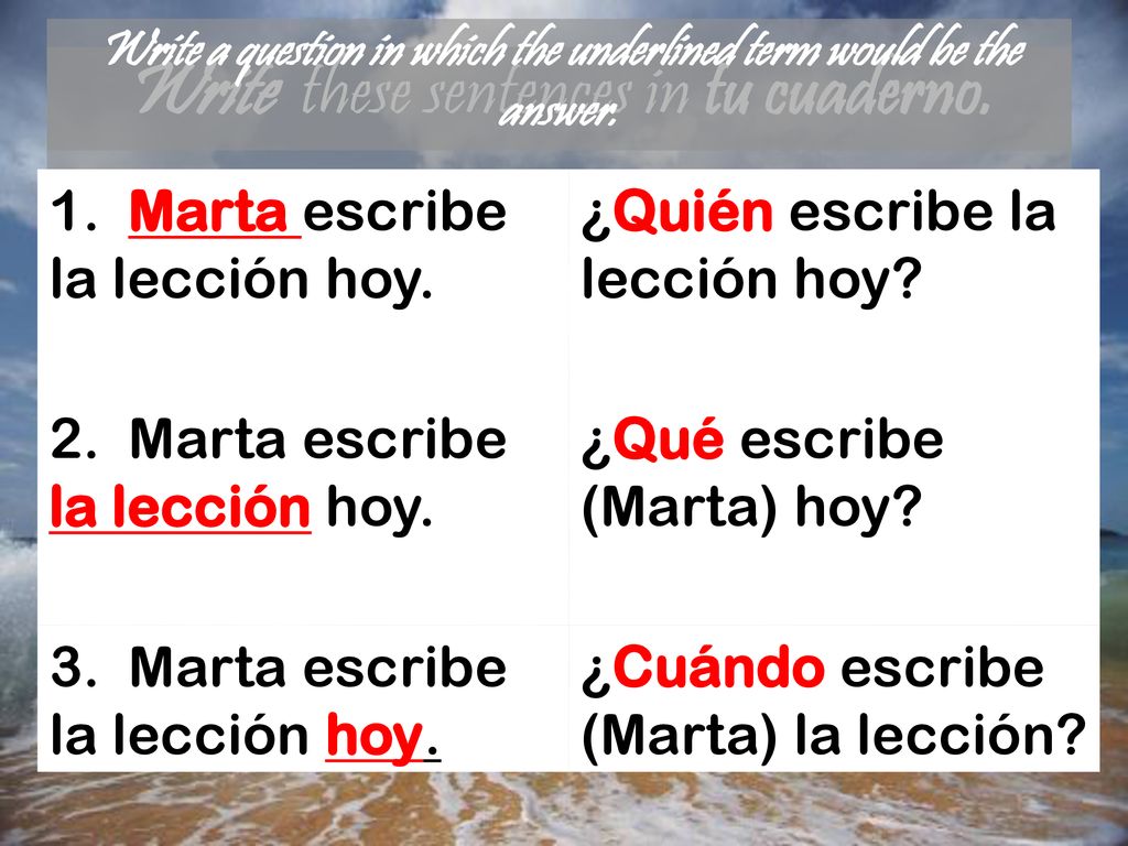 Write a question in which the underlined term would be the answer.
