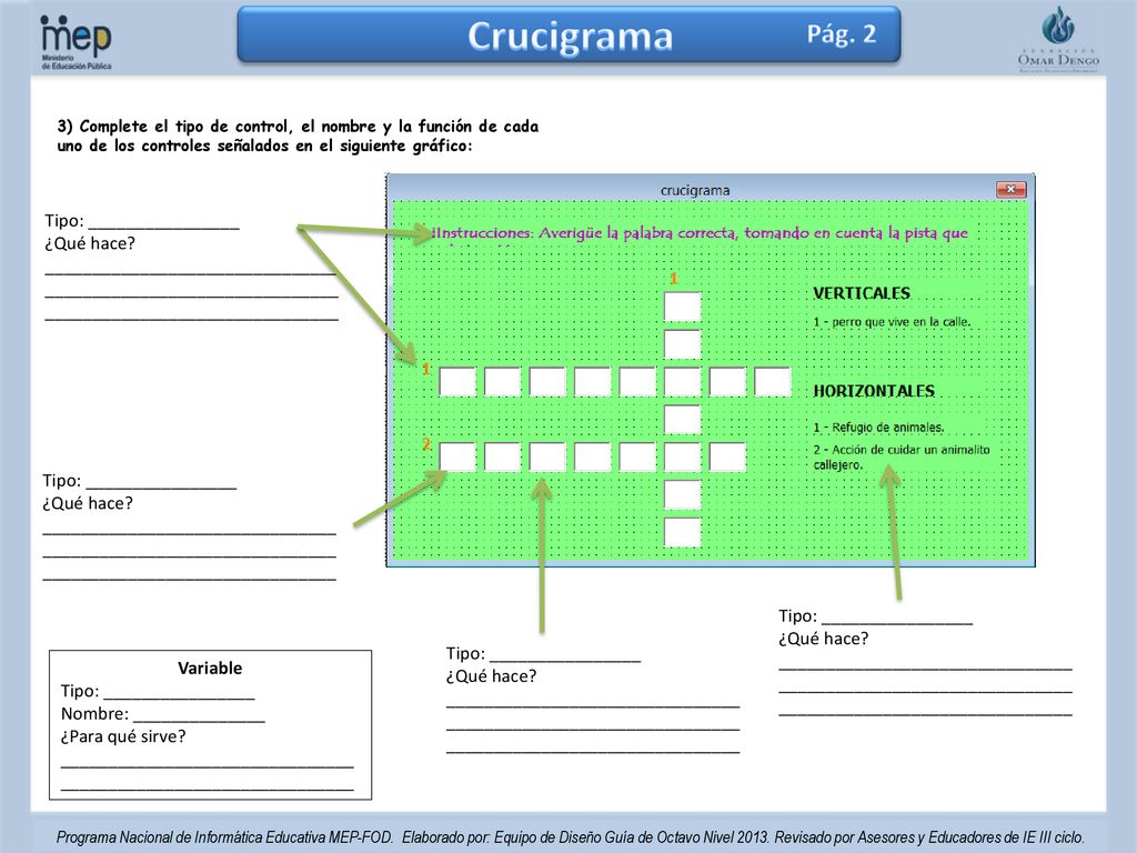 Crucigrama Pág. 2 Tipo: ________________