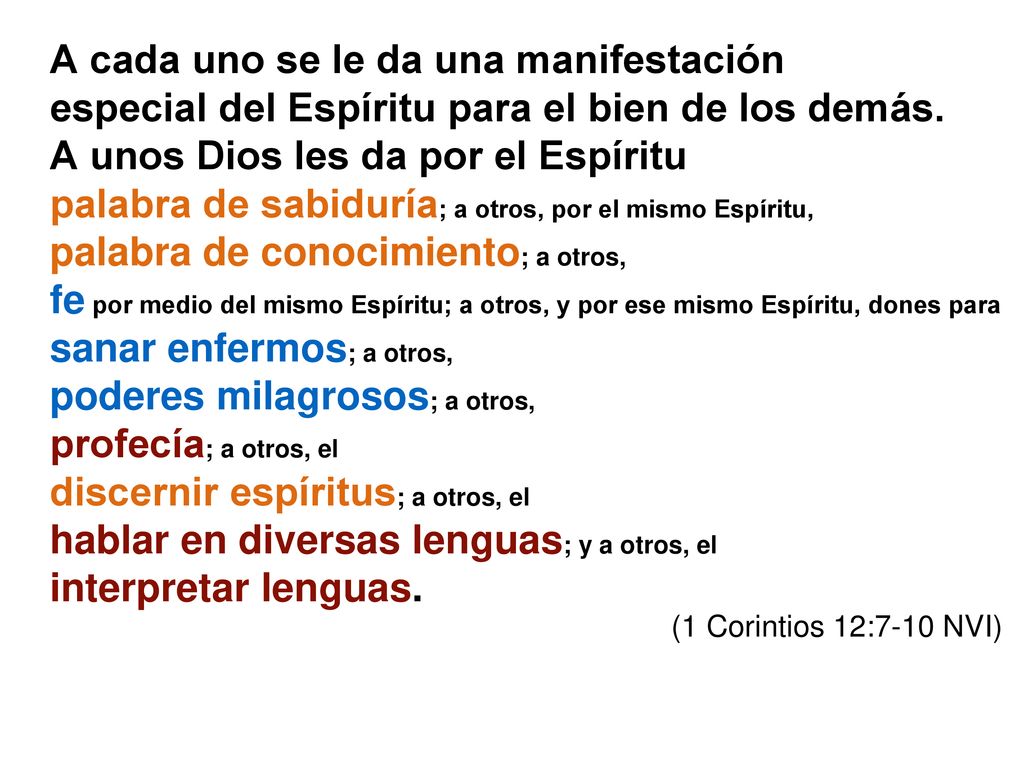 palabra de sabiduría; a otros, por el mismo Espíritu,