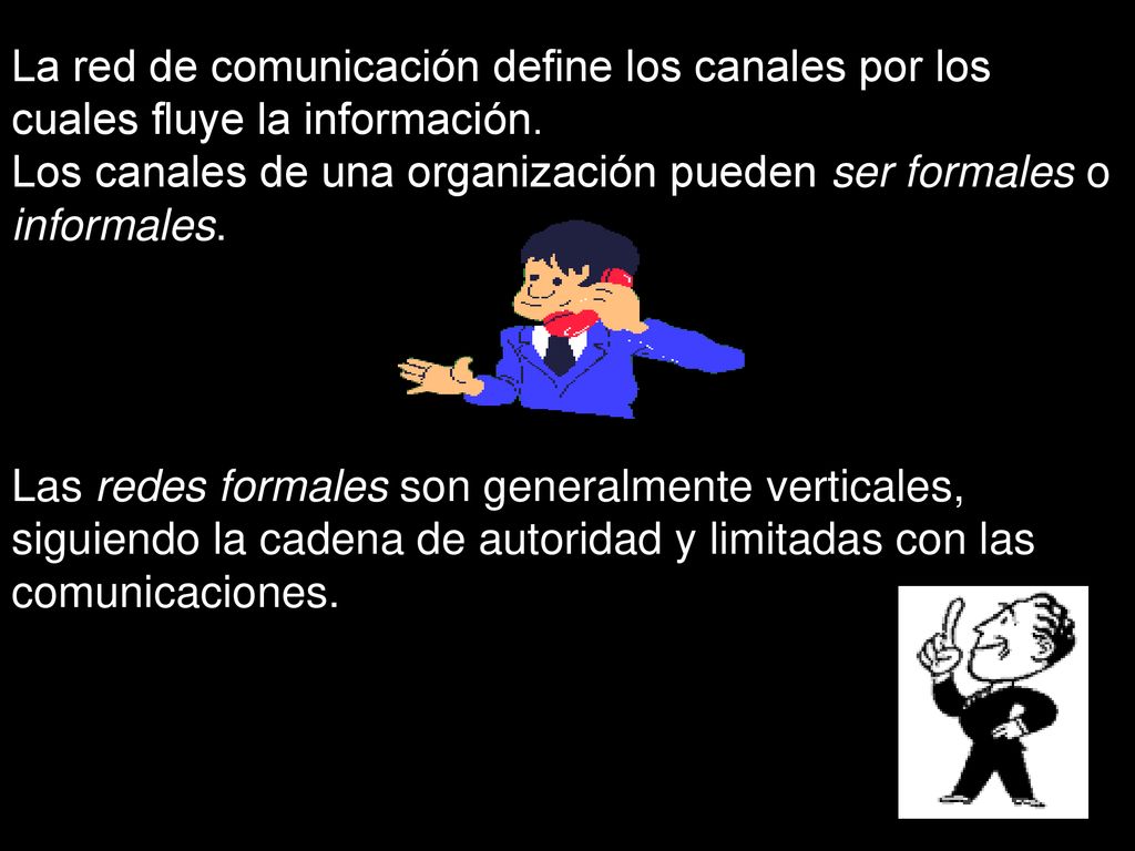 La red de comunicación define los canales por los cuales fluye la información.